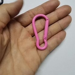 Hot Pink Spray Painted Iron Rock Climbing Carabiners, Key Clasps, Hot Pink, 47mm