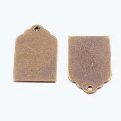 Antique Bronze Metal Tags, Brass Stamping Blank Tag Pendants, Antique Bronze, 21x12x0.5mm, Hole: 1mm