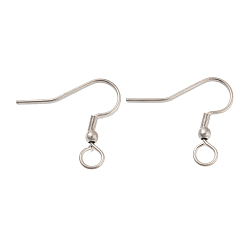 Stainless Steel Color 304 Stainless Steel Earring Hooks, French Hooks with Coil and Ball, Stainless Steel Color, 21 Gauge, 22x23x3mm, Hole: 4mm, Pin: 0.7mm
