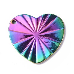 Rainbow Color Ion Plating(IP) 304 Stainless Steel Pendants, Heart Charm, Rainbow Color, 22.5x25x2mm, Hole: 1.5mm
