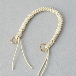Белый Ручки для сумок из плетеного полиэфирного шнура, с поворотными застежками сплава, аксессуары для замены ручки сумки, золотой свет, белые, 350x13.5x10.5 мм