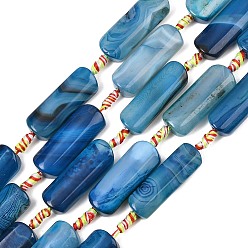 Blue Agate Естественный желтый агат бисер нитей, прямоугольные, окрашенная и подогревом, 38~39x12.5~15x9~10 мм, отверстие : 2.5 мм, около 8 шт / нитка, 15.16~15.47'' (38.5~39.3 см)