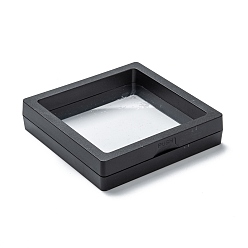Black Square Transparent PE Thin Film Suspension Jewelry Display Box, for Ring Necklace Bracelet Earring Storage, Black, 9x9x2cm