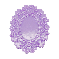 Medium Purple Opaque Resin Cabochons, Flower, Medium Purple, 16x16x6mm