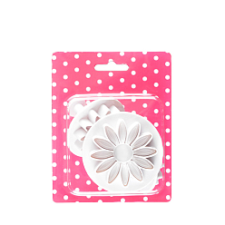 Белый Набор пластиковых штампов для печенья с помадкой, печать печенья печенья впечатление, круглые с цветочным узором, белые, 54x48 мм, о 3 шт / комплект