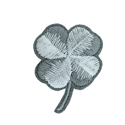 Gray Computerized Embroidery Cloth Iron On/Sew on Patches, Costume Accessories, Clover, Gray, 43x35mm