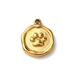 Paw Print 304 colgantes de acero inoxidable, dorado, impresión de la pata, 16x13x2.5 mm, agujero: 1.2 mm