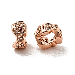 Rose Gold Rack Plating Brass Micro Pave Cubic Zirconia Spacer Beads, Long-Lasting Plated, Lead Free & Cadmium Free, Bowknot, Rose Gold, 6x3.5mm, Hole: 3mm