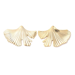 Real 24K Gold Plated Brass Cabochons, Cadmium Free & Lead Free, Ginkgo Leaf, Real 24K Gold Plated, 21x32x1mm