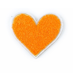 Dark Orange Cloth Computerized Embroidery Cloth Iron On/Sew On Patches, Heart, Dark Orange, 75x70mm