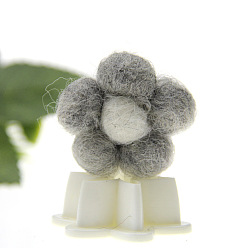 Silver Wool Felt Cabochons, Flower, Silver, 35mm