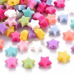Mixed Color Opaque Acrylic Beads, Star, Mixed Color, 8x9x3.5mm, Hole: 1.6mm, about 3380pcs/500g