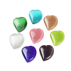 Mixed Color Cat Eye Pendants, Heart Charms, Mixed Color, 43x34x8mm, Hole: 1.4mm