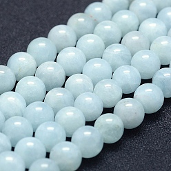 Aquamarine Natural Aquamarine Beads Strands, Grade AB+, Round, 8mm, Hole: 1mm, about 49pcs/strand, 15.5 inch(39.5cm)