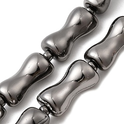 Металлическо-черное Гальванопокрытие Стеклянные бусины с гальваническим покрытием , бамбуковую палку, покрытие черного цвета металла, 16.5x8.5x7 мм, отверстие : 1 мм, около 22 шт / нитка, 15.75'' (40 см)