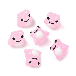 Pink Лягушка украшения дома, прозрачные стеклянные эмалевые витринные украшения, розовые, 15x16x13 мм, отверстие : 1.6 мм