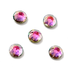 Vitrail Rose K9 Glass Rhinestone Cabochons, Flat Back & Back Plated, Faceted, Flat Round, Vitrail Rose, 4x2mm