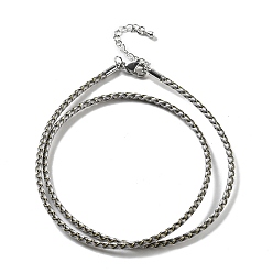 Гейнсборо Изготовление плетеных ожерелий из полиэфирного шнура, с латунной фурнитурой , нержавеющая сталь застежками, долговечный, платина, светло-серые, 18-3/4 дюйм (47.5 см)