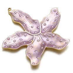 Thistle Stainless Steel Pendants, with Enamel, Golden, Flower Charms, Thistle, 60x60mm, Hole: 2mm