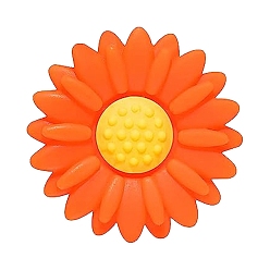 Orange Flower Food Grade Eco-Friendly Silicone Focal Beads, Silicone Teething Beads, Orange, 20x20mm