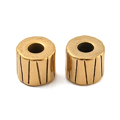 Golden Ion Plating(IP) 304 Stainless Steel European Beads, Large Hole Beads, Column, Golden, 11x10mm, Hole: 5mm