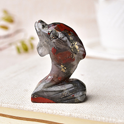 Bloodstone Natural Bloodstone Carved Healing Dolphin Figurines, Reiki Energy Stone Display Decorations, 30x18x50mm