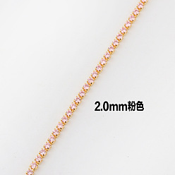 2.0mm Pink Diamond Necklace Colorful Zircon Necklace Bracelet Set - Vintage European and American Style, Box Chain.