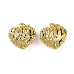 Настоящее золото 18K Латунные подвески, сердце прелести, долговечный, без кадмия и без свинца, стойки покрытие, с целью перехода в кольце, реальный 18 k позолоченный, 15.5x15.5x8.5 мм, отверстие : 4.5 мм
