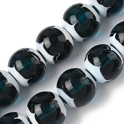 Темно-серый Бусины лэмпворк , круглые, темно-серый, 14~14.5x13.5~14.5 мм, отверстие : 1.8 мм