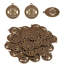 Antique Bronze 60Pcs Life of Tree Moon Charm Pendant Triple Moon Goddess Pendant Ancient Bronze for Jewelry Necklace Earring Making crafts, Antique Bronze, 34mm, Hole: 3.5mm