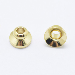 Real 18K Gold Plated Brass Bead Caps, Real 18K Gold Plated, Cadmium Free & Nickel Free & Lead Free, Golden, 5x3mm, Hole: 1.5mm