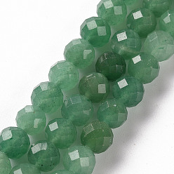Green Aventurine Natural Green Aventurine Beads Strands, Round, Faceted, 8mm, Hole: 1.2mm, about 49~50pcs/strand, 15.35 inch(39cm)