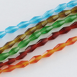 Mixed Color Glass Beads Strands, Faceted, Bicone, Mixed Color, 8x4x4mm, Hole: 1mm