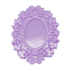 Medium Purple Opaque Resin Cabochons, Flower, Medium Purple, 20x9mm