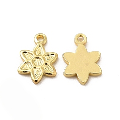 Real 18K Gold Plated Rack Plating Brass Charms, Flower Charm, Real 18K Gold Plated, 9.5x7.5x1mm, Hole: 0.8mm