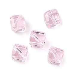Бледно-Розовый Стекло k9 стекло, имитация Австрийские кристаллические шарики, граненые, квадратный, розовый жемчуг, 6x6x6 мм, отверстие : 1 мм