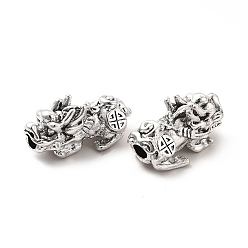 Antique Silver Alloy European Beads, Large Hole Beads, Tiger, Antique Silver, 32x17.5x14mm, Hole: 4.6mm