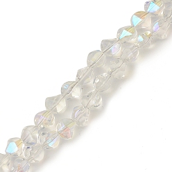 Clear AB Electroplate Transparent Glass Beads Strands, Full Rainbow Plated, Twist, Clear AB, 8.2x8.2x6.8mm, Hole: 1mm, about 80pcs/strand, 25.98 inch(66cm)