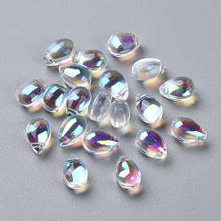 Прозрачный АВ Прозрачные стеклянные бусины, сверху просверленные бусы, слеза, ясно AB, 9x6x5 мм, отверстие : 1 мм