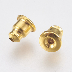 Golden Brass Ear Nuts, Earring Backs, Bell, Golden, 5.5x4.8mm, Hole: 1.2mm, Fit For 0.8~0.9mm Pin