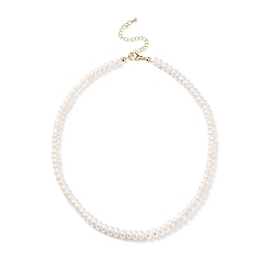 Белый Ожерелье из бисера из натурального жемчуга с латунной застежкой для женщин, белые, 16.14 дюйм (41 см)