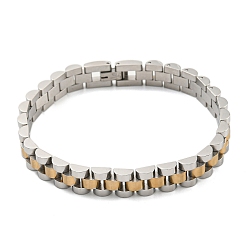 Золотой & Цвет Нержавеющей Стали Ионное покрытие (ip) 304 браслет-цепочка из нержавеющей стали с толстыми звеньями, браслет-цепочка для часов для мужчин и женщин, золотые и нержавеющая сталь цвет, 8-1/4 дюйм (21 см), 8x3.5 мм