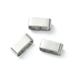 Stainless Steel Color 304 Stainless Steel Slide Charms/Slider Beads, For Leather Cord Bracelets Making, Rectangle, Stainless Steel Color, 4x9.6x4.6mm, Hole: 8x3mm