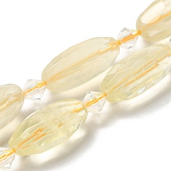 Lemon Quartz Natural Lemon Quartz Beads Strands, with Seed Beads, Faceted, Oval, 20.5~26x8.5~12mm, Hole: 1mm, about 13~14pcs/strand, 15.35~15.55''(39~39.5cm)
