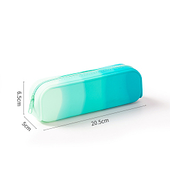 Turquoise Silicone Storage Pencil Case, Pen Holder, for Office & School Supplies, Gradient Color, Rectangle, Turquoise, 205x65x50mm