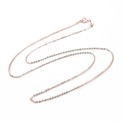 Rose Gold 925 Sterling Silver Cable Chains Necklace for Women, Rose Gold, 15.75 inch(40cm)