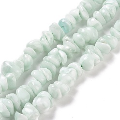 Natural Glass Natural Glass Beads Strands, Nuggets, Aqua, 10~13x10~11x5~5.5mm, Hole: 1mm, about 79~80pcs/strand, 15.75~16.22 inch(40~41.2cm)