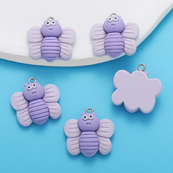 Фиолетовый Подвески из смолы, Пчелы, с платиновым шлейфом, фиолетовые, 24x24 мм, отверстие : 2 мм