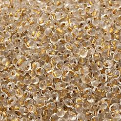 (DPF35) Sparkling Metallic Gold Lined Crystal Миюки 3.4мм капельные бусины, японский бисер, внутри цветов, (dpf35) сверкающий металлический кристалл с золотым покрытием, 3.4x3 мм, отверстие : 0.65 мм, Около 180 шт / 10 г