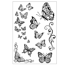 Butterfly Transparent Clear Silicone Stamp/Seal, For DIY Scrapbooking/Photo Album Decorative, Use with Acrylic Printing Template Tool, Stamp Sheets, Butterfly, 210x150x3mm
